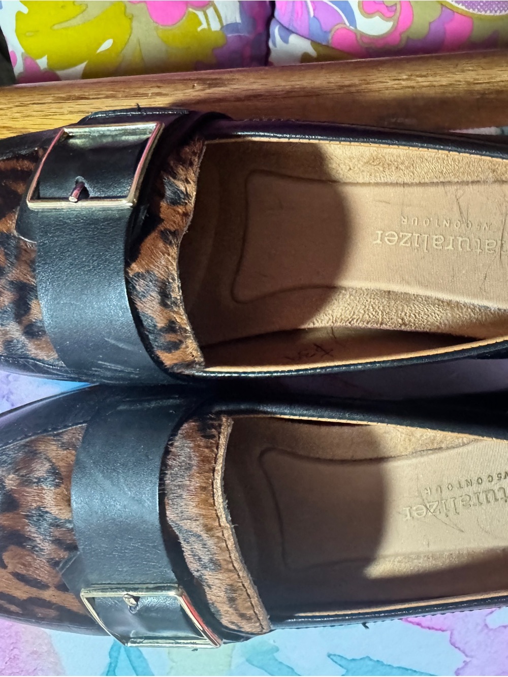 Naturalizer Women's Leopard Haircalf Buckle Loafers - Black & Brown
